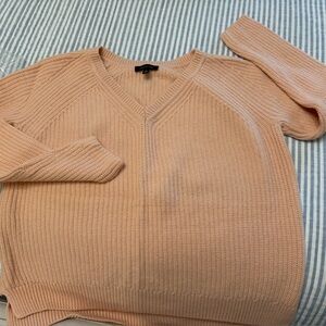 Ann Taylor Peach V-Neck Knit Sweater